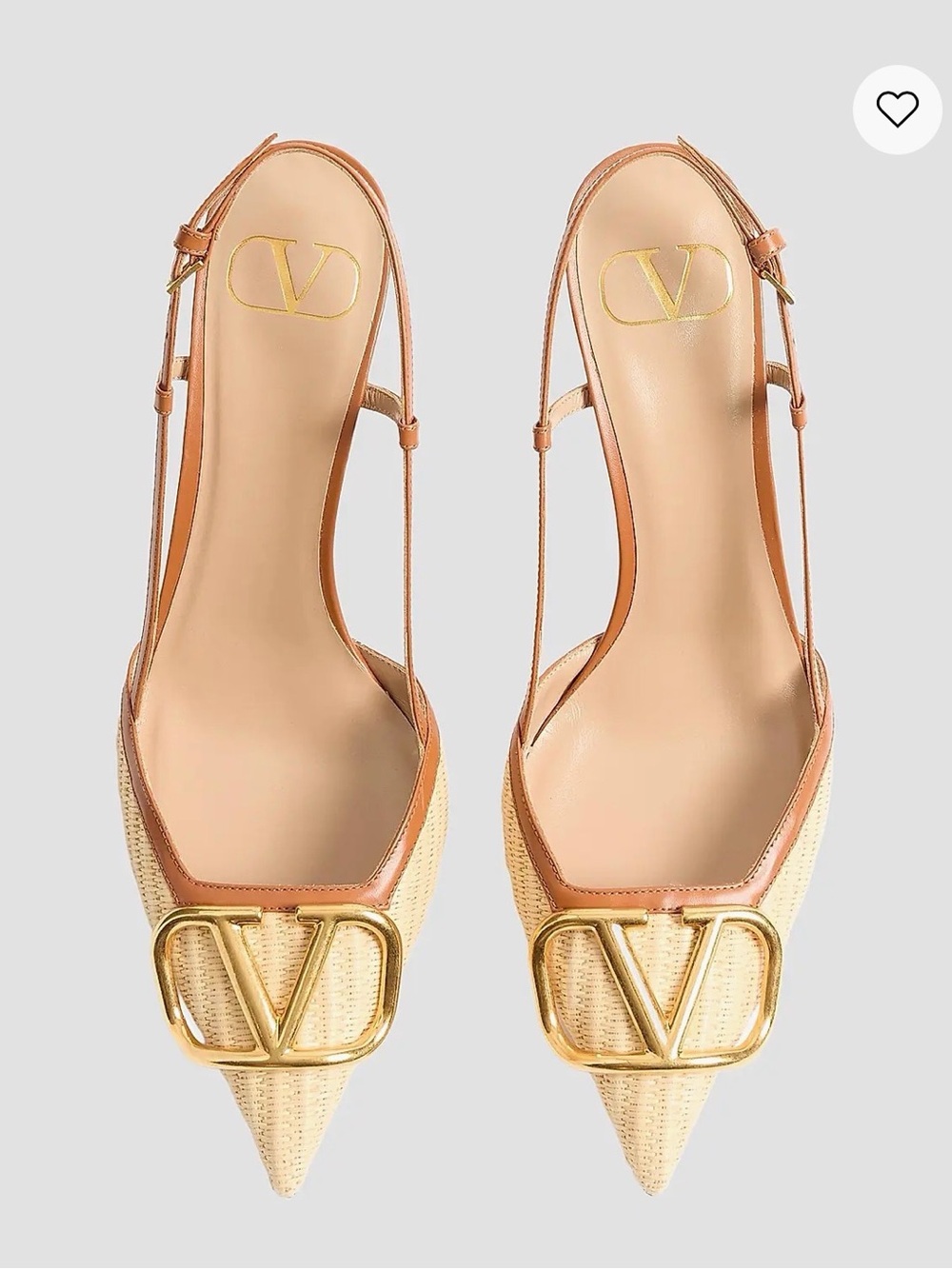 Valentina VLogo 80MM Signature Raffia Slingback Pumps EU40